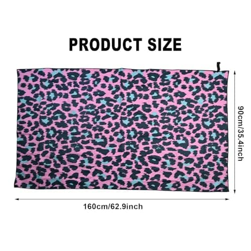 Merzio Large Microfibre Beach Towel for Adults, Pink Leopard Print Sand Free Beach Towels, Lightweight Quick Dry Travel Swimming Towel, Compact Bath Sheet for Pool Holiday Yoga Gym(160x90cm) — view 2