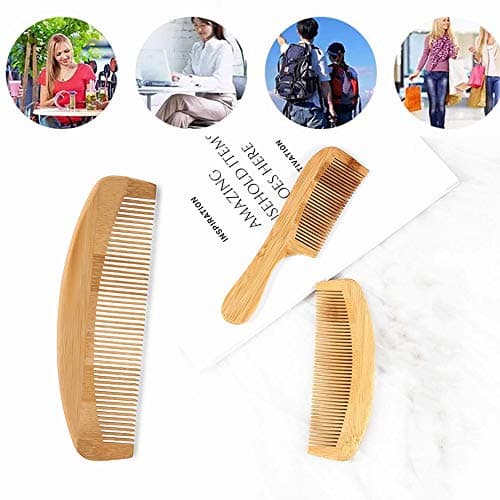2 PcsHair Comb Wooden Salon Hairdressing Comb Curved Comb Fine Tooth Combs Set Moustache Grooming Brushes for Women Men and Girls Light brown — view 4
