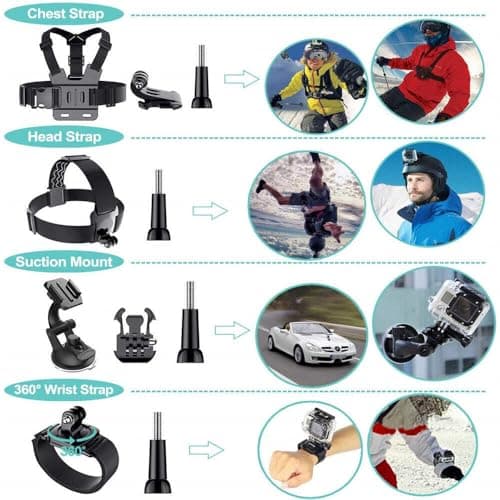 Reflex Camera 50 in 1 Action Camera Accessories Kit for the new GoPro Hero 13 and Hero 9-12, DJI Osmo Action 2, 3, 4, Pro 5, Insta360 Ace Pro/Ace Pro 2 Akaso and other Sports Cameras inc Durable Case — view 2