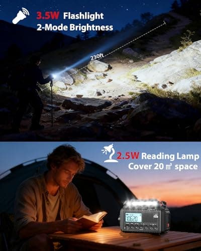 Roxicosly 12000mAh Wind Up Emergency Radio with Solar Hand Crank Charging — view 5