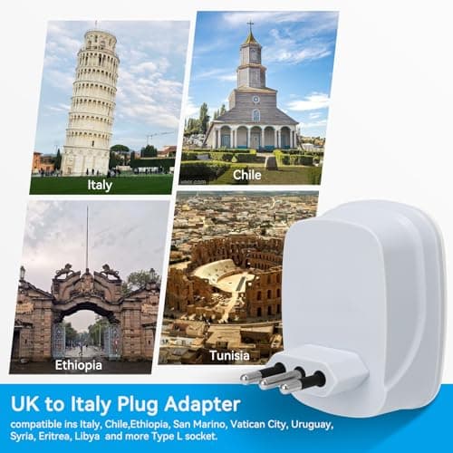 2- PACK UK to Italy Plug Adapter,SHUOMAO UK to Italy Travel Adapter — view 3