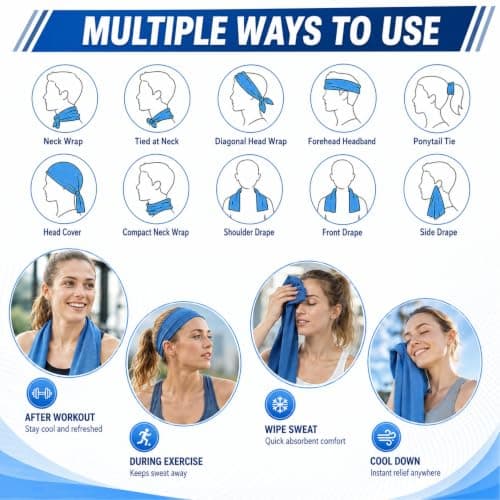 Infinity & Breathe 2 Pack Cooling Hoodie Towel, Absorbent Instant Cooling Towels for Neck and Face, UV Protection Soft Ice Towels for Hot Weather, Sport, Gym — view 6