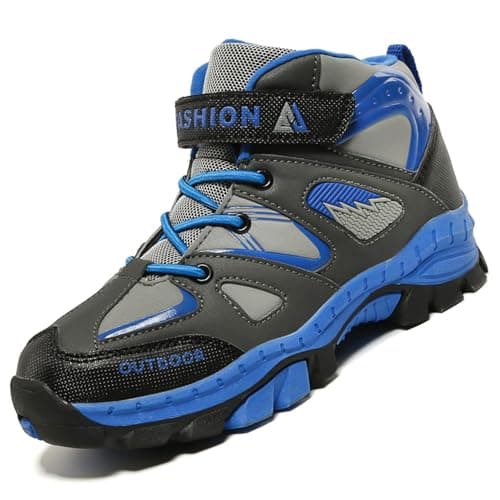 Unitysow Boys Trekking & Hiking Footwear Kids Walking Boots Waterproof Trainers Running Shoes Outdoor Camping Climbing Shoes Junior Sneakers,Blue,2 UK
