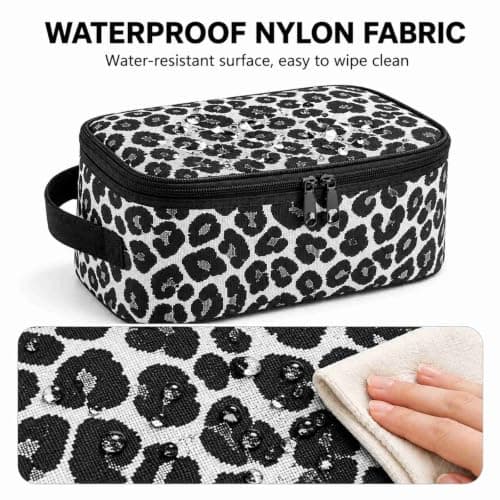 Large Leopard Print Makeup Bag with Brush Organiser, Travel Cosmetics Bag — view 5