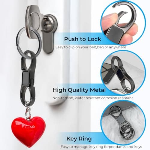 HEZUNHZ Key Organiser Keyring Quick Release Key Chain for Car Keys - 3 Pcs — view 5