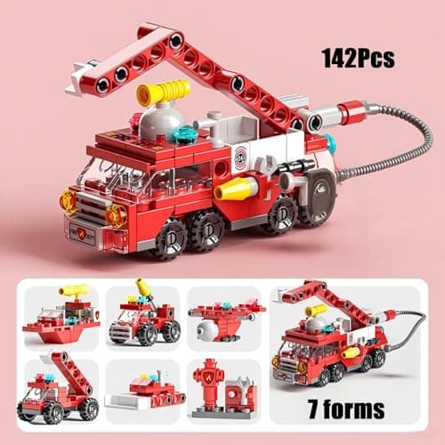 Vilbocr Emergency Vehicles Age 4+ Toy Set Boy Building Block Model Kit Rescue Truck Toy Stacking Toy Fire Rescue Construction Truck Toy Building Kit Toys — view 2