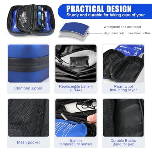 Sinnyelor Insulin Cooler Travel Case TSA Approved Medication Cooler for Travel Diabetes Case Refrigerated Medicine Bag with 2 Ice Pack（Keep Meds Below 25℃） — view 3
