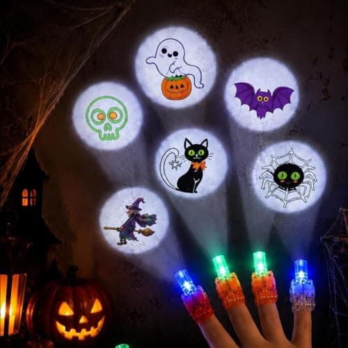 Halloween Finger Projector Rings, LED with Spooky Halloween Patterns (8pcs) — view 4
