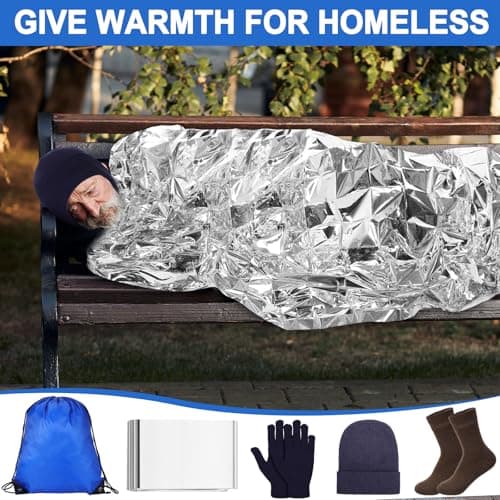 Coume Homeless Care Package Supplies Hygiene Kit Winter Beanie Neck Warmer Gloves Drawstring Bags for Men Women, Classic Color, One Size — view 6
