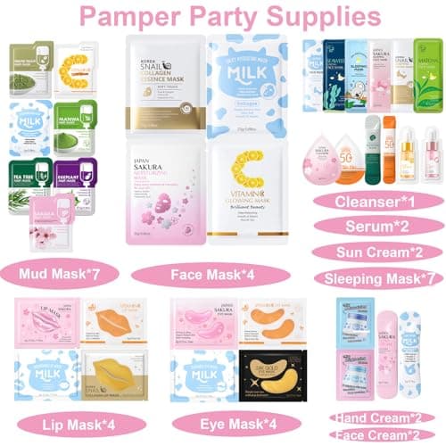 35PCS Pamper Gifts for Women, Face Masks Pamper Kit, Girls Gifts for Travel Skincare Set with Cleanser,Mud Mask,Sleeping Face Mask, Serum,Hand Cream,Lip Mask,Eye Patch-Gifts for Teenage Girls — view 2