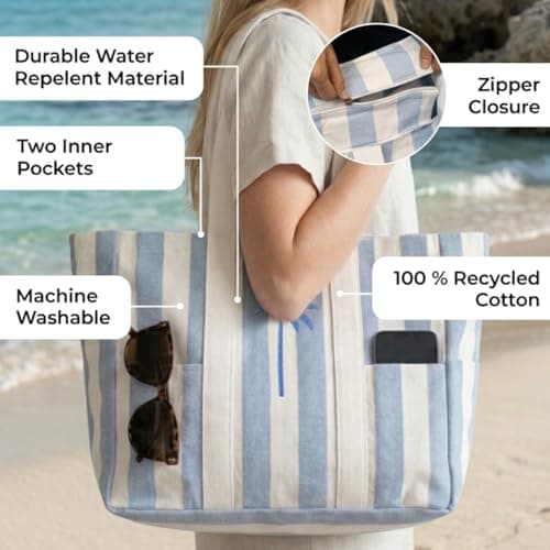 Folkulture Beach Bag For Women,Large Tote Bag With Compartments - (45X38) — view 2