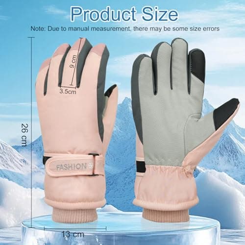 Adiwo Women's Touchscreen Ski Gloves, Winter Waterproof and Windproof Warm Gloves, Anti-Slip Thermal Thickened, Cold Protection, Women Winter Gifts, for Cycling, Running, Hiking, Snow Sports,Pink — view 2
