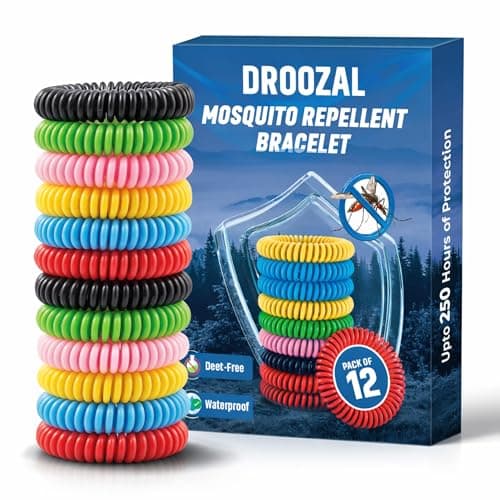 Mosquito Repellent Bracelet - 12 Bands, Triple Strength, Multi Coil, DEET-Free with 250 Hours Natural Anti Bug Wristbands for Adults & Kids - Insect Repellent Bracelet Bands