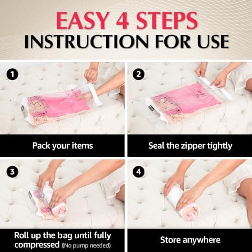 GENIE SPACE Roll-Up Vacuum Storage Bags Variety 6 Pack (2L + 2M + 2S) — view 6
