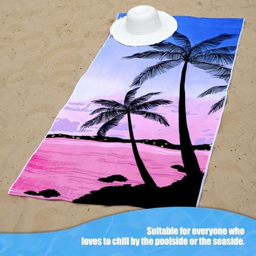GEEZY Microfibre Beach Towel, Sunset Design - Quick Drying, Lightweight, Sand-Free, Large & Durable, Summer Design - Beach Essentials for Travel, Holiday, Swimming, Sauna, Adults & Kids, 70x140cm — view 6