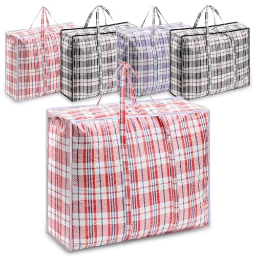 5 Pack XL Extra Large Strong Laundry Storage Bags With Zip, 60x50x18CM