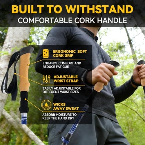 Carbon Fiber Walking Sticks for Men and Women,2Pack Trekking Pole forHiking — view 3