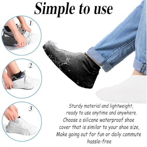 RHQFDM Silicone Shoe Cover 4 Piece Reusable Non-slip Silicone Shoe Cover Silicone Waterproof Overshoes,Unisex,Semi-Translucent,for Rainy Days,Beaches,Muddy Roads(M) — view 4