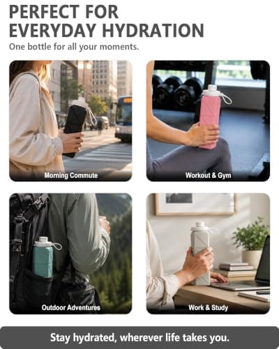 BEAUTAIL Collapsible Water Bottle 610 mL, Silicone Travel Water Bottle — view 6