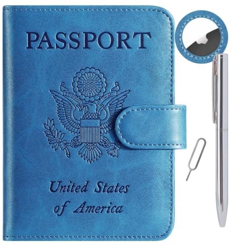 RFID Blocking Leather Passport Holder and Card Holder for Men and Women Travel