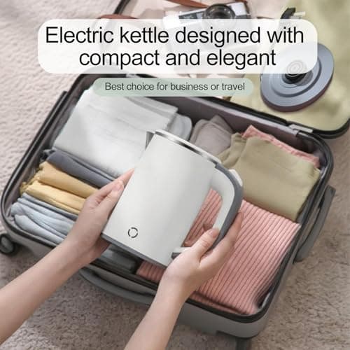 Zoravson 0.8L Travel Kettle Small, Low Wattage Kettle, Compact Electric Kettles Dual Voltage 110-240V, Auto Shut-Off and Dry-Boil Protection Stainless Steel Kettles for Office,Bedroom,Caravan-White — view 6