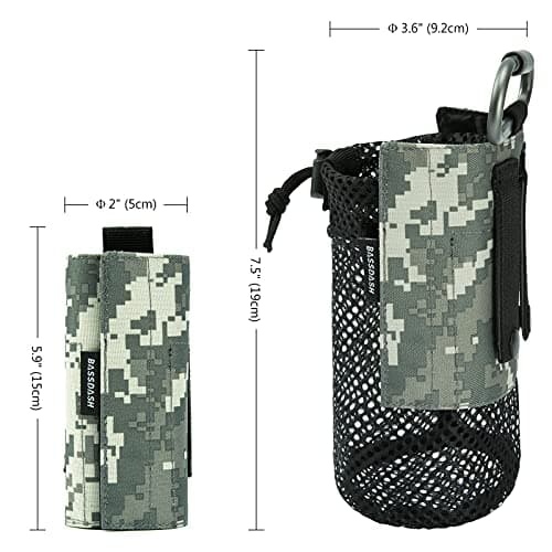 Bassdash Tactical Molle Water Bottle Pouch with Carabiner Foldable Mesh Holder Bag for Travel Fishing Hunting Hiking Outdoor Activities — view 4