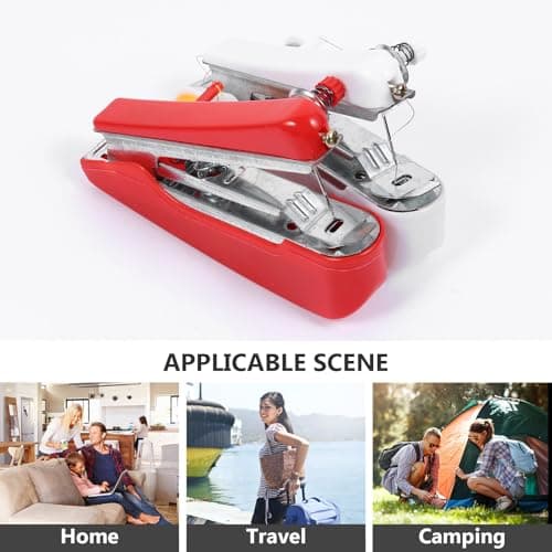 GRIRIW 2pcs Mini Sewing Machine Portable Manual Lightweight Stitch Tool for Fabrics and Clothing, Compact Design Suitable for Home and Travel Use — view 4