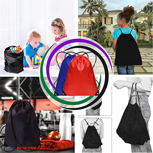 SAWANS Drawstring Bags Gym Swimming School Sports Bag Unisex 2PCS Trainer String Bag Sack Backpack PE Bags for Women Men Children Travel Beach Kids Boys Girls Outdoor Shopping Holidays (Blue/Red) — view 4