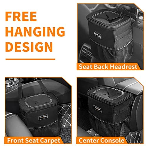 HOTOR Car Trash Bin, Compact Waterproof Organizer, 2-Gallon, Black — view 3