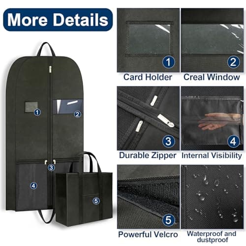 Black Garment Bag for Business Traveler; Business Weekender Suit Carriers — view 3