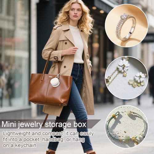 Travel Ring Holder - Ring Holder Pouch | Necklace Organizer | Organizer Pouch with Zipper Closure Box Backpack Women Girls Sports Gym Car Work Travel Storage Accessory Compact Portable Bag — view 6