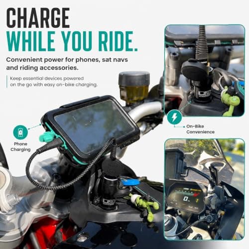 UltimateAddons DIN Motorcycle USB Charger, Dual Port USB-A QC 3.0 18W + USB-C PD 20W Fast Charger with Protective Cap, 12V Auxiliary Socket Adapter for Compatible BMW, Triumph & Ducati Motorcycles — view 4