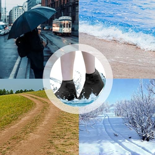 RHQFDM Silicone Shoe Cover 4 Piece Reusable Non-slip Silicone Shoe Cover Silicone Waterproof Overshoes,Unisex,Semi-Translucent,for Rainy Days,Beaches,Muddy Roads(M) — view 5