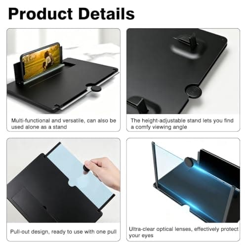 12" Thin Foldable Phone Screen Magnifier, Foldable HD Mobile Amplifier — view 3