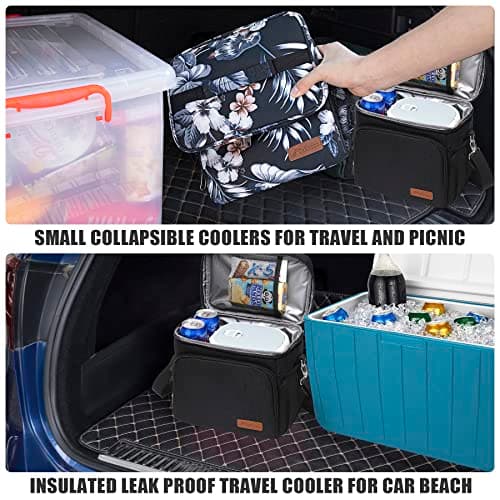Cooler Bag - Insulated Soft Cooler 24-Can Portable Cooler Beach Bag for Lunch, Grocery, Shopping, Camping & Road Trip, Leakproof Lightweight Soft Side Car Cooler with Adjustable Shoulder Strap,Black — view 4