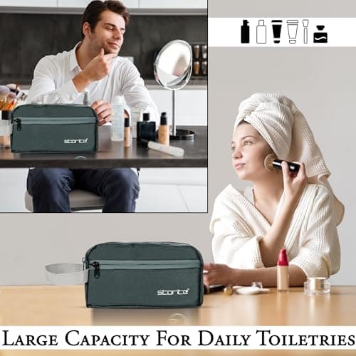 Storite Polyester Multi-Pocket Toiletry Bag for Men & Women Travel, Grooming Kit, Toiletries Shaving Kit & Cosmetics Water Resistance Pouch Organizer Travel Pouch for Make Up (1Pk -Grey) — view 6