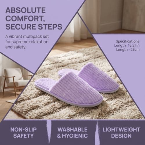BESPORTBLE 6 Pairs Guest Slippers Washable Closed-Toe Fleece House Slippers with Non-Slip Sole Hotel Slipper Set for Spa Indoor Travel and Guest Rooms — view 6