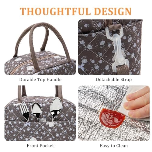AOTM Insulated Lunch Bag for Women 10L, Cotton Cooler Tote for Daily Use — view 5