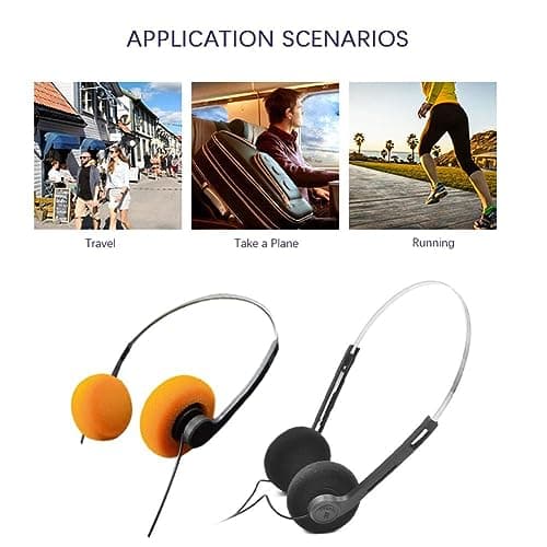 Retro Over-Ear Earphones,Mini Stereo Lightweight Headphones with Cord,Hi-Fi Stereo Earphone Headset,80s 90s Vintage Headset Wired,Walkman Headphone,for Most Mobile Phones Playback Pevices Headphones — view 2