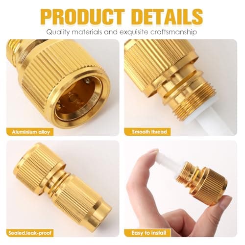 Jesiah 2Pcs Brass Expandable Hose Repair Kits, Garden Aluminium Stretch Hose Repair fittings Water Hose Quick Connector 3/4" Tap Adaptors for Car Wash High Pressure Water Gun — view 3