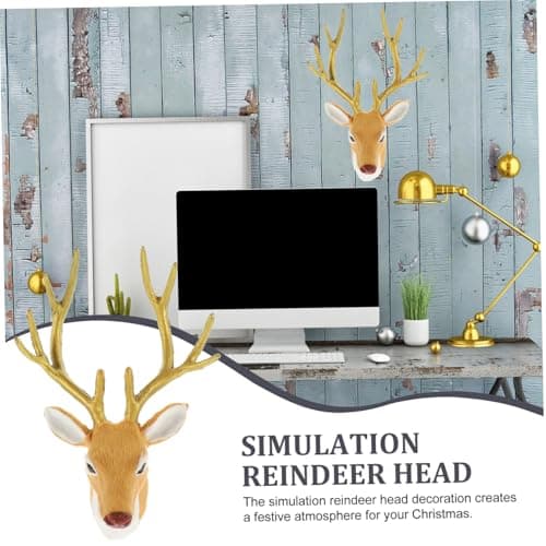 MUELODSIC Artificial Deer Head Christmas Elk Decor Holiday Party Photo Prop — view 3