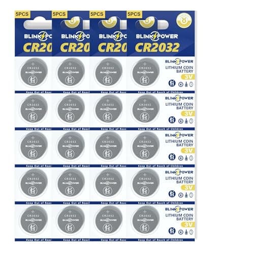 Blinkspower CR2032 Lithium 3V Coin Battery, 20 Pack 2032 Battery, Child-Safe & Longest Lasting for AirTag, Car Remote Key