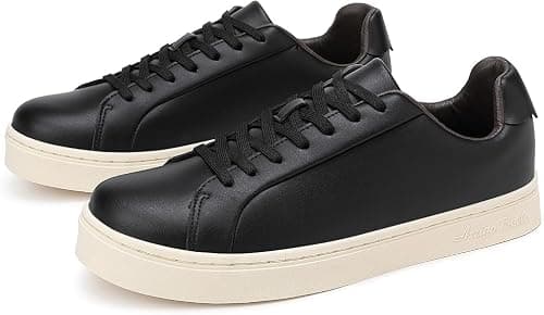 Men's Sneakers Casual Shoes Lightweight Leather White Black — view 4