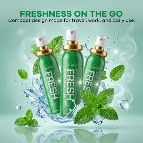 Fresh Mint Breath Spray, 3 x 20ml – Antibacterial Sugar Free Breath Freshener for Bad Breath & Smokers, Oral Hygiene Mouth Spray, Long Lasting Fresh Breath — view 5