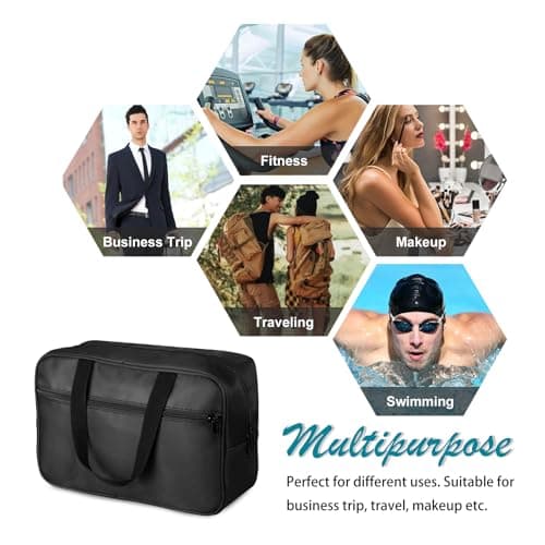 FITDON Full Size Toiletry Bag Large Travel Wash Bag, Portable Makeup Bag Organizer Shaving Gym Shower Bathroom Bag, Black — view 6