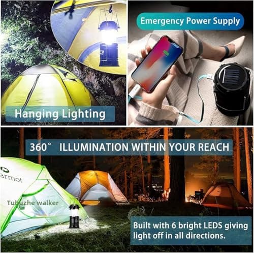 Rechargeable Solar Camping Lantern with USB Charger – Collapsible 2-in-1 LED Lantern & Flashlight – Ideal for Emergency, Hiking, Outdoor Adventures — view 2