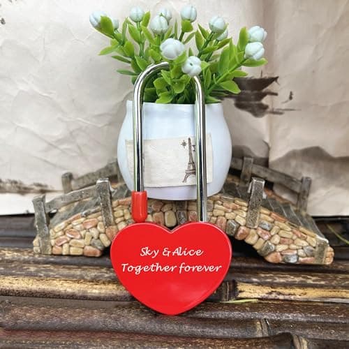 Personalised Padlock Engraved Lock Personalised Padlock for Bridge Love Locks Padlocks for Her Him Girls Couples Lover Custom Gifts for Valentine Day Anniversary Wedding Trip Travel (Design 1) — view 5