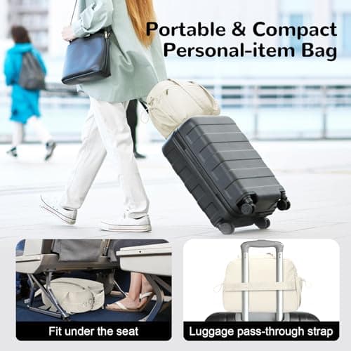 Outplea Womens 20L Gym Bag with Wet Pocket, 40x30x20 Travel Bags Underseat Cabin for Ryanair, Carry on for EasyJet, Small Overnight Weekender Holdall, White — view 3
