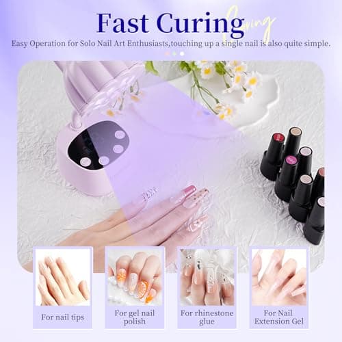 JODSONE Rechargeable Fast Curing U V Nail Lamp -Cordless Portable and Flexible Gooseneck for Gel Polish, Auto Sensor & 4 Timers Lavender Purple — view 6