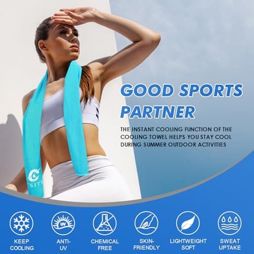 CSITE 6 Pack Cooling Towels (120x30cm) for Neck and Face, Ice Towel for Hot Weather, Soft Breathable Chilly Gym Towels, Microfiber Towel for Work Out, Yoga, Running, Camping & More Activities — view 6